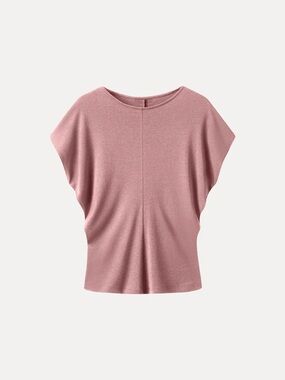 NWT OGL Tencel-Linen Blend Round Neck Relaxed Summer Top in pink pearl